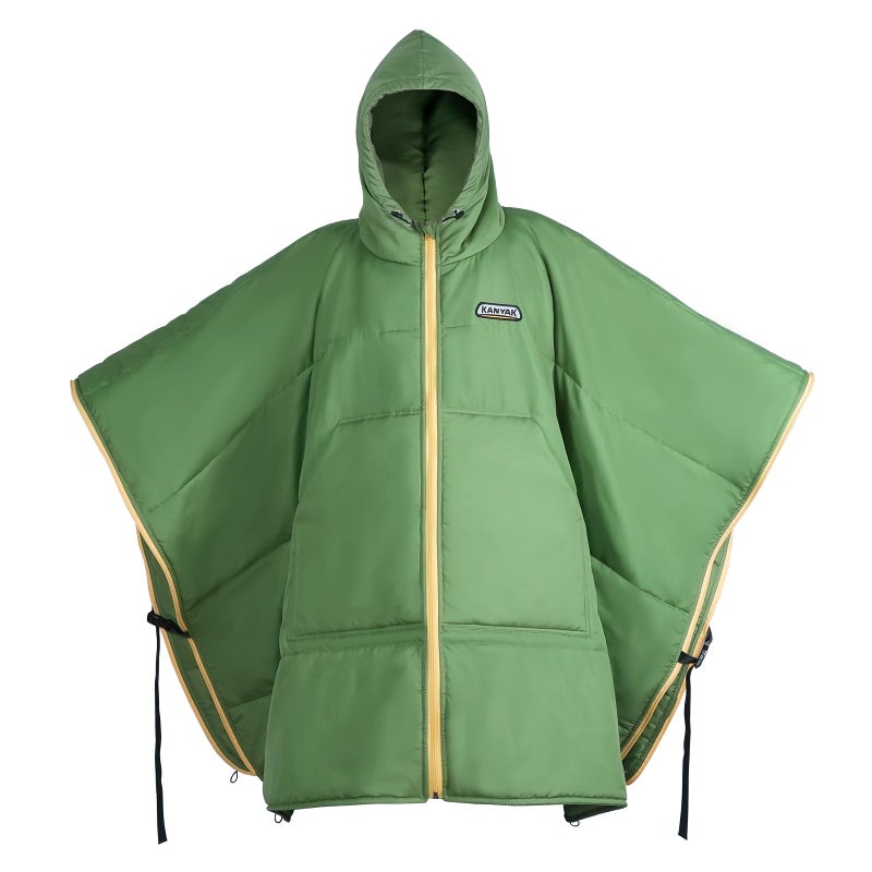 Kanyak Hooded Poncho Blanket, Wearable Camping Blankets, Large Poncho Windproof & Water-Repellent, 75 x 55 inch, Portable & Warm, for Outdoor, Sports, Concerts, Travel, Picnic, Car, Stadium, Hunting (Green) - Image 1