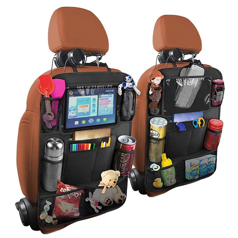 Hanemia Car Seat Back Organizer Waterproof and Durable with 10 Table Holder 9 Storage Pockets for Kids Travel Accessories 2 Pack