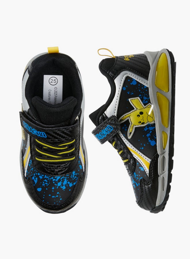Pokemon Pikachu Print Sneakers with Hook and Loop Closure - Image 1