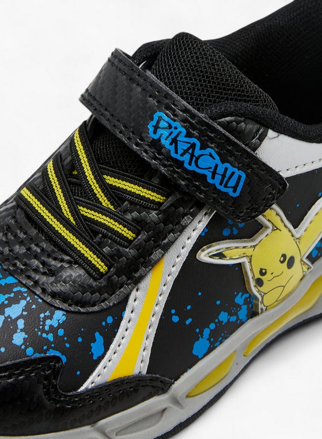 Pokemon Pikachu Print Sneakers with Hook and Loop Closure - Image 4