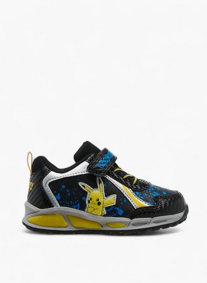 Pokemon Pikachu Print Sneakers with Hook and Loop Closure - Image 3