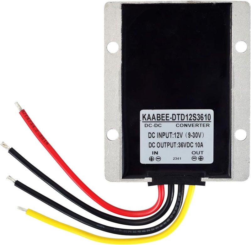 KAABEE محول رفع 24 فولت 12 فولت إلى 36 فولت منظم DC-DC مصدر طاقة تعزيزي مدخل (9V-30V) وحدة مقاومة للماء محول لعربة الغولف سيارة شاحنة مركبة قارب شمسي دراجة كهربائية (10A-360W) - Image 2