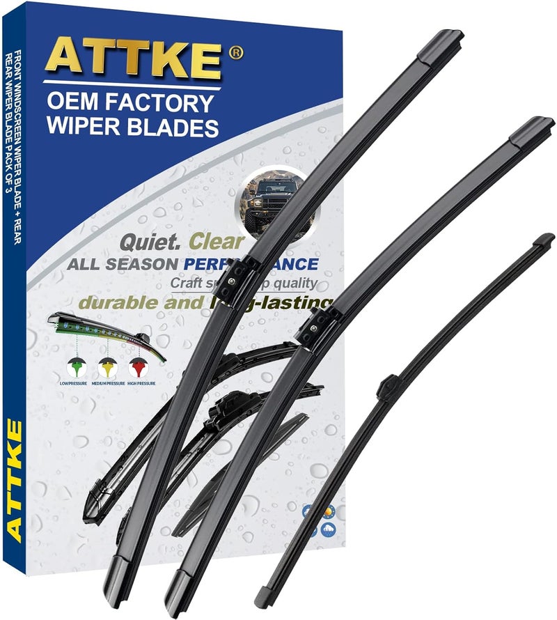 ATTKE 3 Wiper Blades for Mercedes-Benz V-class 2015-2022, Mercedes-Benz Metris 2016-2023 (28 inch + 18 inch front + 15 inch rear) - Image 1