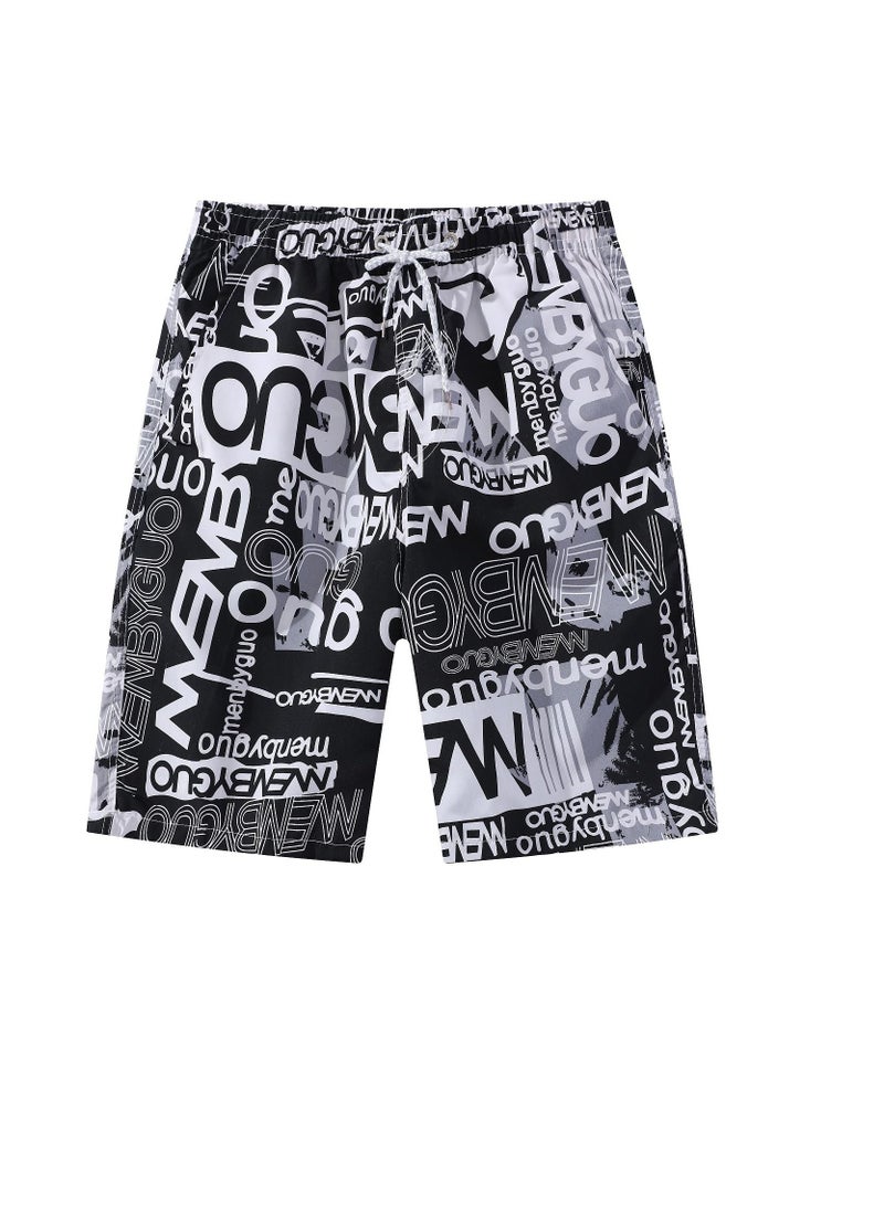 Y&D 1-Piece Men Swim Beach Shorts Quick Dry Swimming Trunks Drawstring Surfing Board Shorts Loose Boxers Short Pants  - Image 1