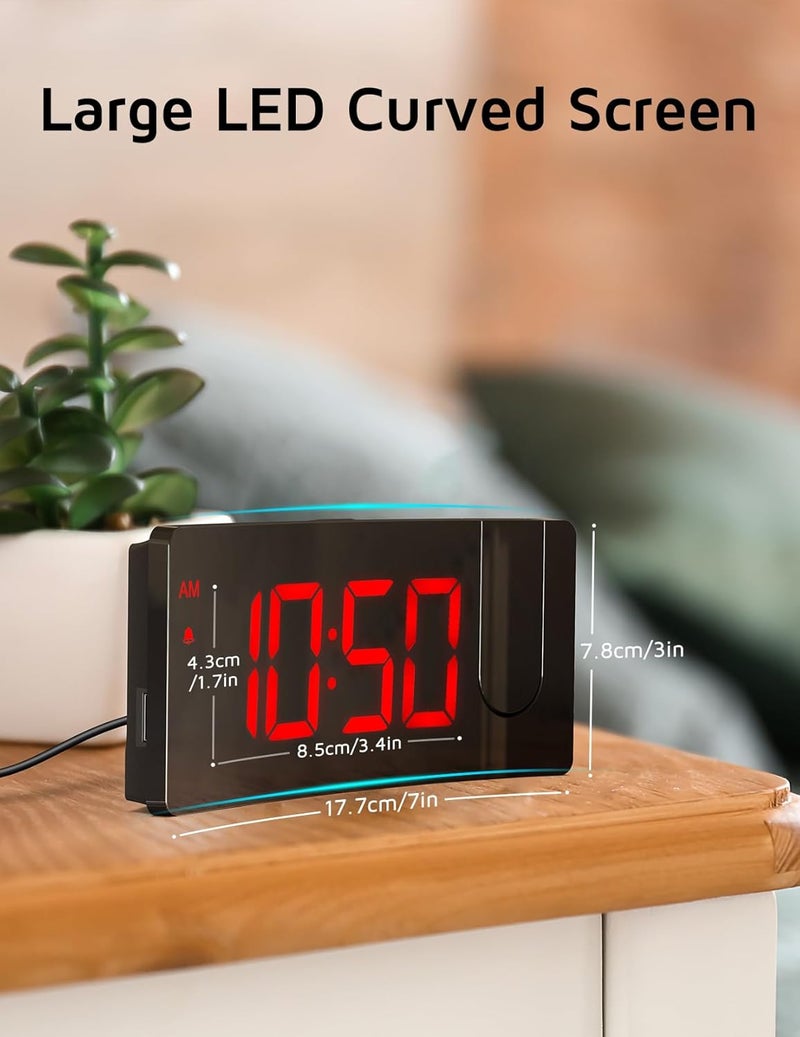 GOLOZA Projection Alarm Clock, Digital Clock with 180° Rotatable Projector, 3-Level Brightness Dimmer, Clear LED Display, USB Charger, Progressive Volume, 9mins Snooze,12/24H, Digital Alarm Clock for Bedroom - Image 5