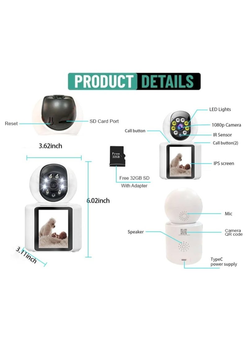 Generic - Full HD 1080P Smart WiFi Camera for Home Video Calling 360-Degree View,Security Features,Smart Night Vision,Two-Way Video Calling,Motion Detection,Real-Time Alerts and Recording Capabilities. - Image 1