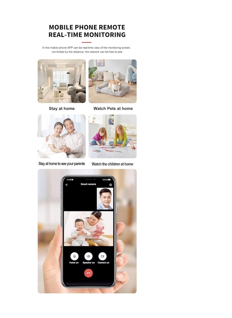 Generic - Full HD 1080P Smart WiFi Camera for Home Video Calling 360-Degree View,Security Features,Smart Night Vision,Two-Way Video Calling,Motion Detection,Real-Time Alerts and Recording Capabilities. - Image 1