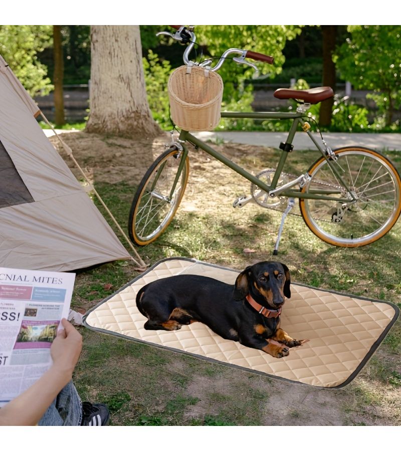 Moisture Proof Pet Bed Mat for Dogs Cats and Rabbits Easy Clean Wipeable Cushion Pads for Sofa Car Bed Medium Small Large Khaki 75 by 55 cm - Image 2