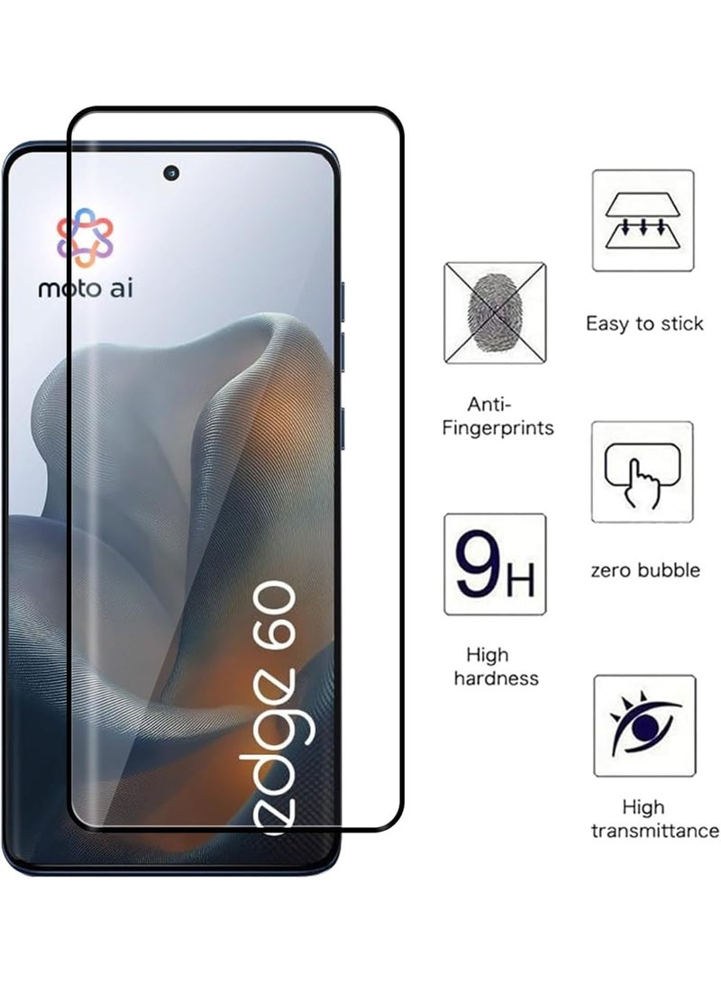 Muzz Screen Protector Designed for Motorola Edge 60 2025 Full Glue Bubble Free Anti-Scratch Anti-Fingerprint 9H Hardness 3D Curved Edge Tempered Glass Screen Protector for Moto Edge 60 - Image 4