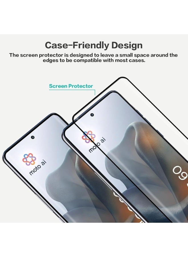 Muzz Screen Protector Designed for Motorola Edge 60 2025 Full Glue Bubble Free Anti-Scratch Anti-Fingerprint 9H Hardness 3D Curved Edge Tempered Glass Screen Protector for Moto Edge 60 - Image 3