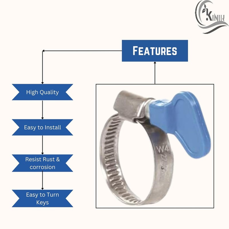 KINIK Adjustable 1" Inch Diameter Stainless Steel Hose Clamp with Key for Plumbing, Automotive & Mechanical Applications.(Pack of 10 Clamp) - Image 5