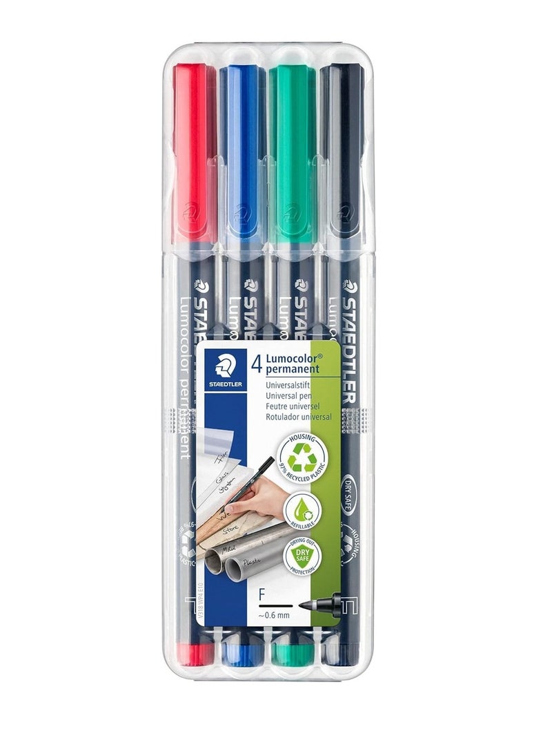 STAEDTLER 4-Piece Lumocolor Permanent Universal Marker Fine Tip Multicolour - Image 1