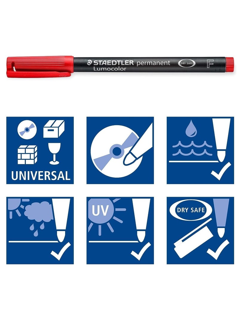 STAEDTLER 4-Piece Lumocolor Permanent Universal Marker Fine Tip Multicolour - Image 5
