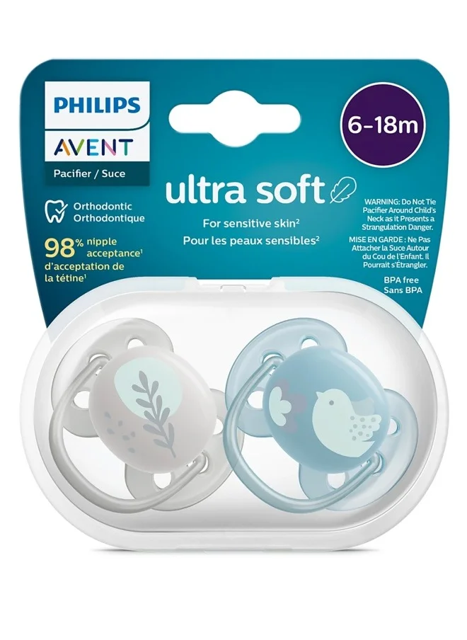 PHILIPS AVENT Ultra Soft Pacifier 6-18M Boy X2