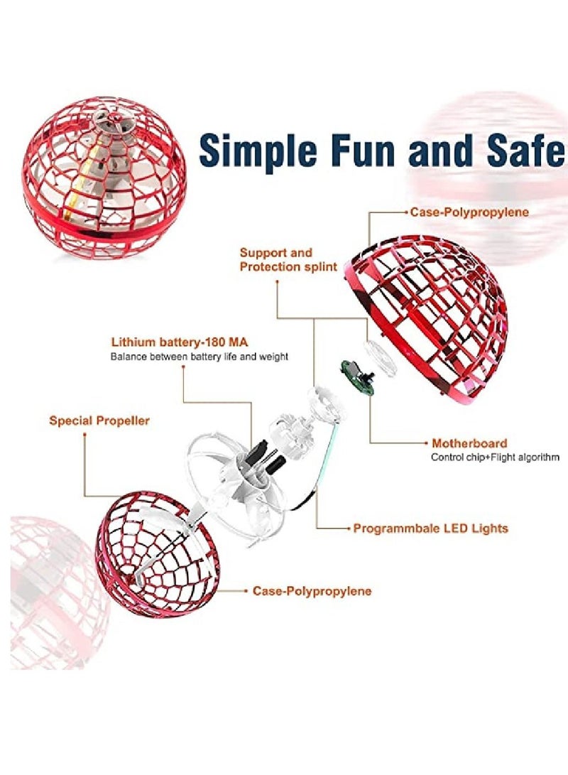 Flexible Anti-Collision Flying Spinner Programmable Led Lights Flying Ball Toy For Kids Red - Image 3