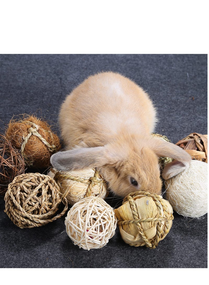 SYOSI Natural Grass Balls for Small Pets - Set of 9 Chew Toys to Improve Dental Health of Rabbits, Chinchillas, Hamsters, Gerbils, Rats, Mice. Fun and Beneficial Play Balls - Image 5