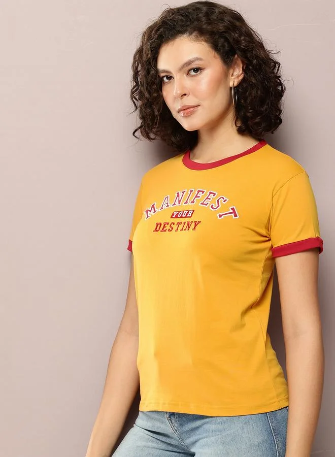 ديلينجر تيشيرت نسائي بياقة دائرية وقصة عادية