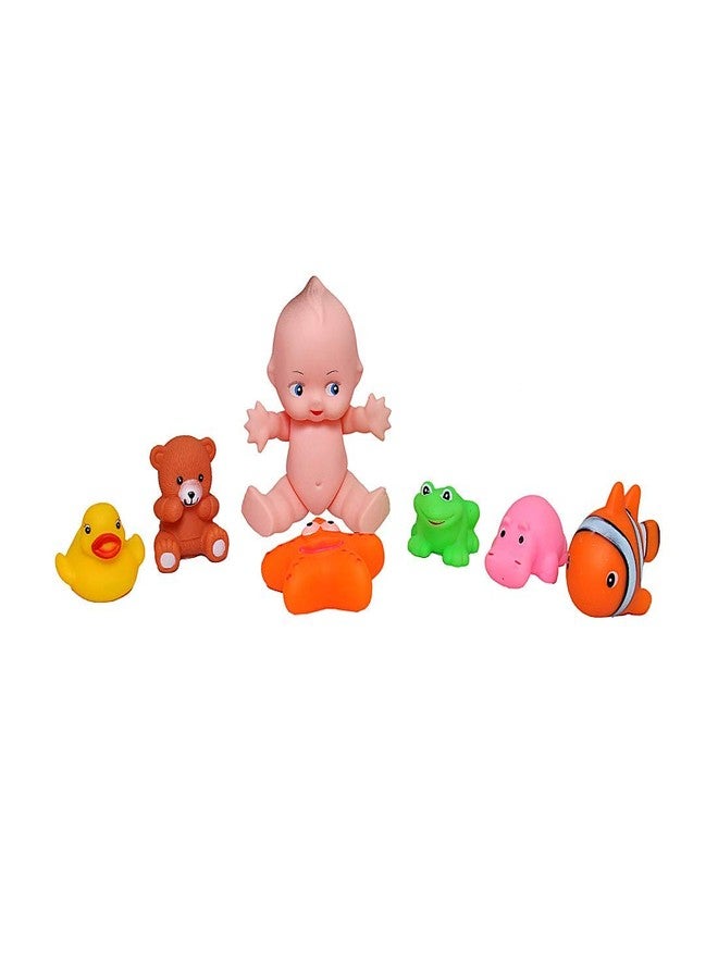 EUPHORIA Chu-Chu Bath Toys for Baby Non-Toxic Toddler Set of 5 & 7 Pcs Squeezing Animals with Cute Boy(Multi-Color) - Image 1