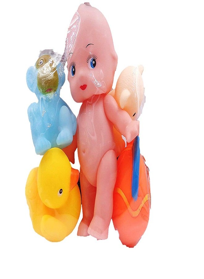 EUPHORIA Chu-Chu Bath Toys for Baby Non-Toxic Toddler Set of 5 & 7 Pcs Squeezing Animals with Cute Boy(Multi-Color) - Image 4