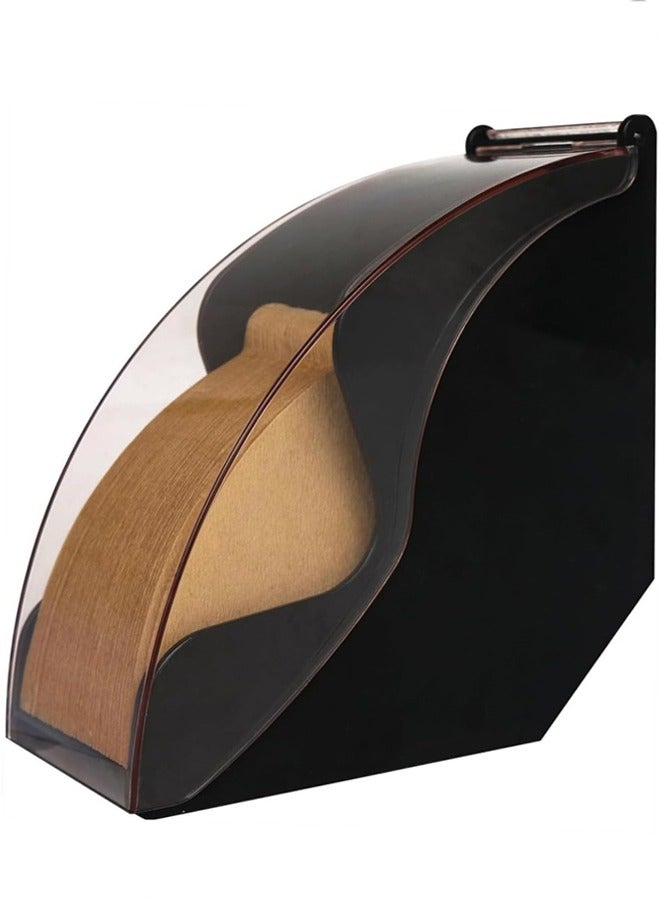 Coffee Filter Holder, 1 Pack Coffee Filter Paper Holder Cone Coffee Filter Paper Holder with Dustproof Cover, Storage Capacity of 100pcs Coffee Filter Paper (Black) - Image 1