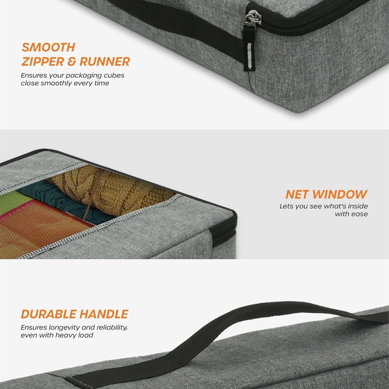 Cranique Polyester Packing Cubes for Travel Organizer, Storage Bag, Packing Bag for Clothes, Essential Pouch, Travel Organizer for Men & Women Pack of 5 (Cu1-QP2-GR-Pac5), Grey - Image 2