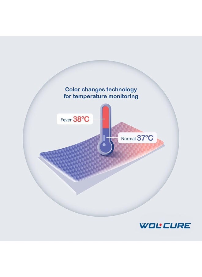 WOLCURE Fever Free Cooling Patch – 4 Reusable Patches (50x120mm) | Pack of 5 | Fast Cooling Relief with Temperature-Indicating Discoloration  - Image 2