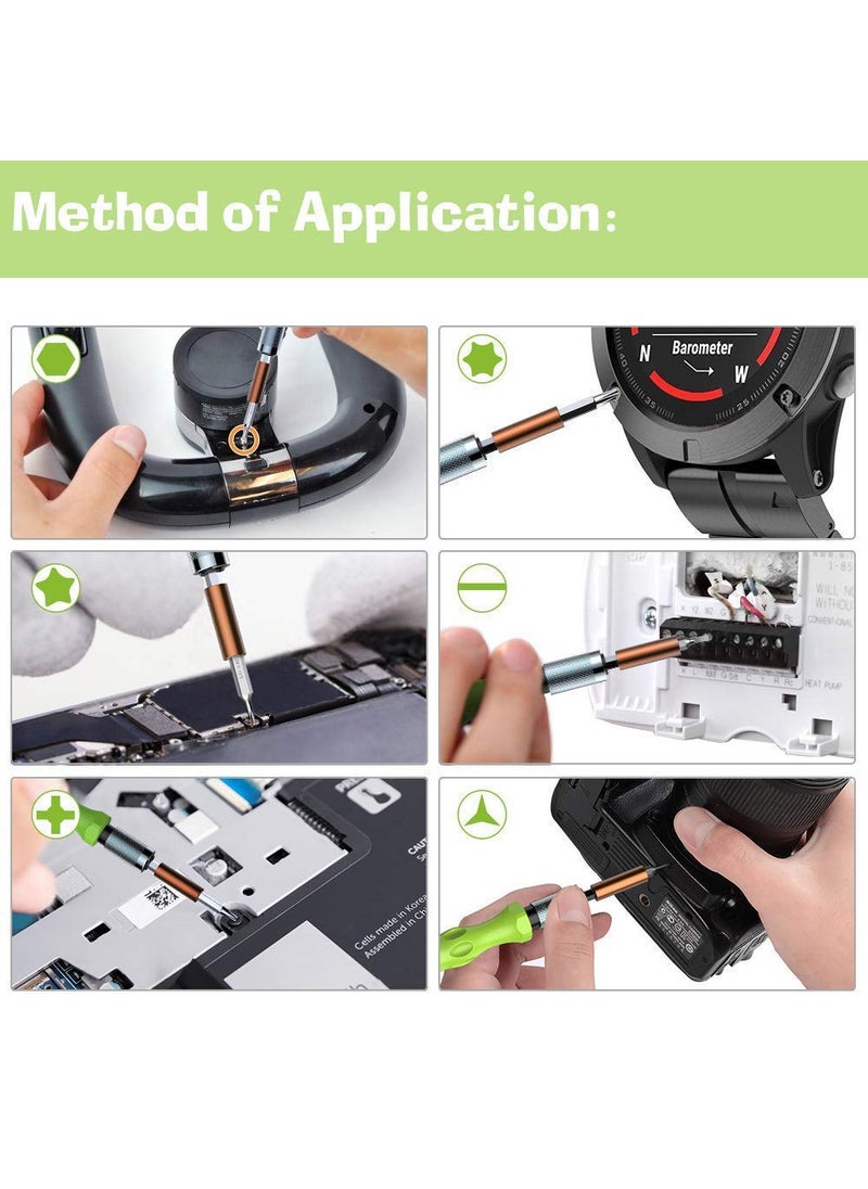 R3 32 in 1 Interchangeable Multipurpose Mini Screwdriver Set Magnetic Slot Wrench Bits Repair Tools Kit Set Combination Screwdriver Set for Home Appliance,Laptop,Mobile,Computer (Silver and Green)