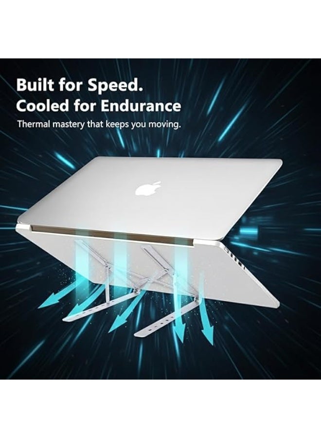 حامل لاب توب ألومنيوم محمول قابل للتعديل والطي جيد التهوية لتبريد ورفع أجهزة آبل ماك بوك برو / اير واتش بي وسوني وديل والأجهزة مقاس 10-15.6 بوصة - Image 4