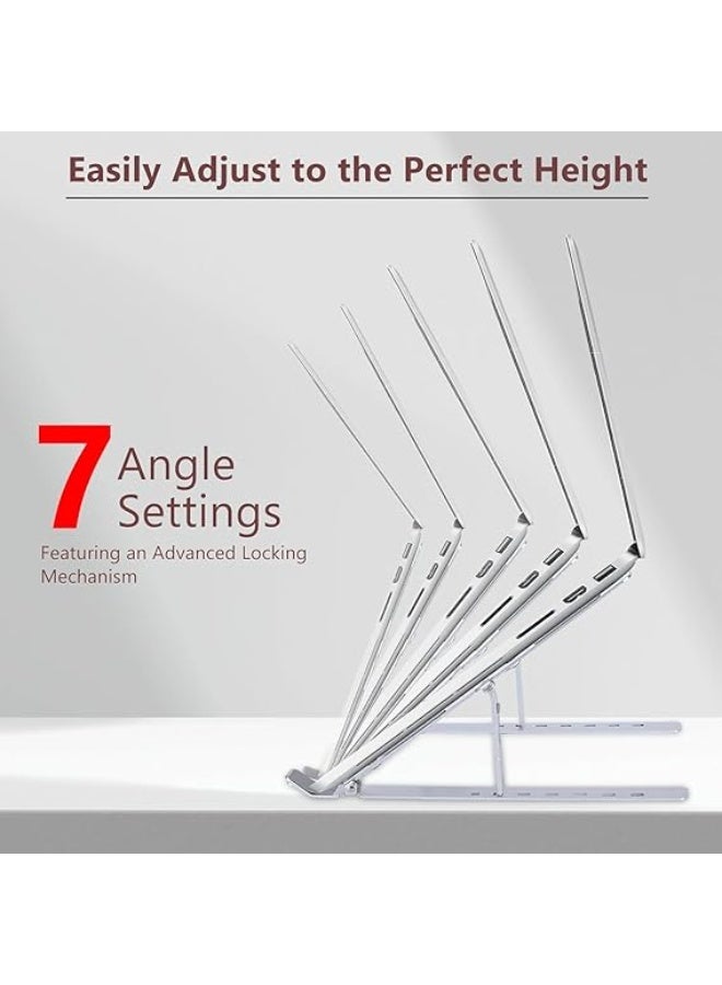 حامل لاب توب ألومنيوم محمول قابل للتعديل والطي جيد التهوية لتبريد ورفع أجهزة آبل ماك بوك برو / اير واتش بي وسوني وديل والأجهزة مقاس 10-15.6 بوصة - Image 2