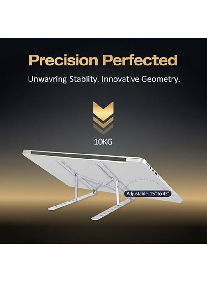 حامل لاب توب ألومنيوم محمول قابل للتعديل والطي جيد التهوية لتبريد ورفع أجهزة آبل ماك بوك برو / اير واتش بي وسوني وديل والأجهزة مقاس 10-15.6 بوصة - Image 3