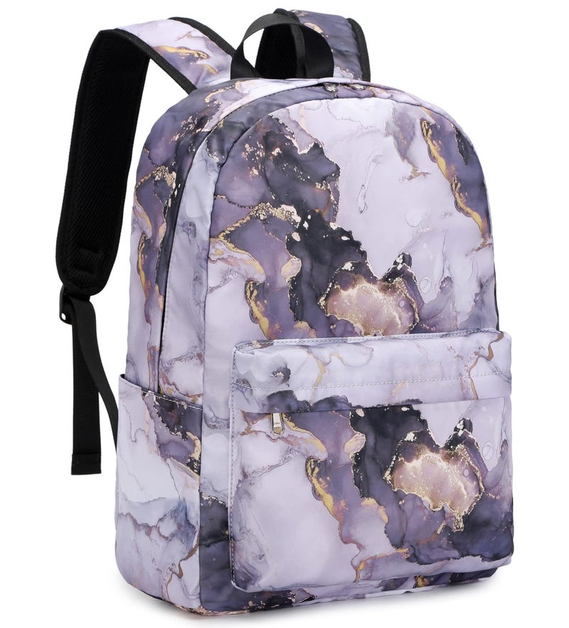JIANYA Backpack for Girls, Marble Girls Backpack with Lunch Box Kids School Bag Travel Back Packs - Image 2