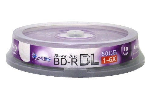 Smartbuy Smart Buy 10 Pack Bd-r Dl 50gb 6X Blu-ray Double Layer Recordable Disc Blank Logo Data Video Media 10-Discs Spindle - Image 2