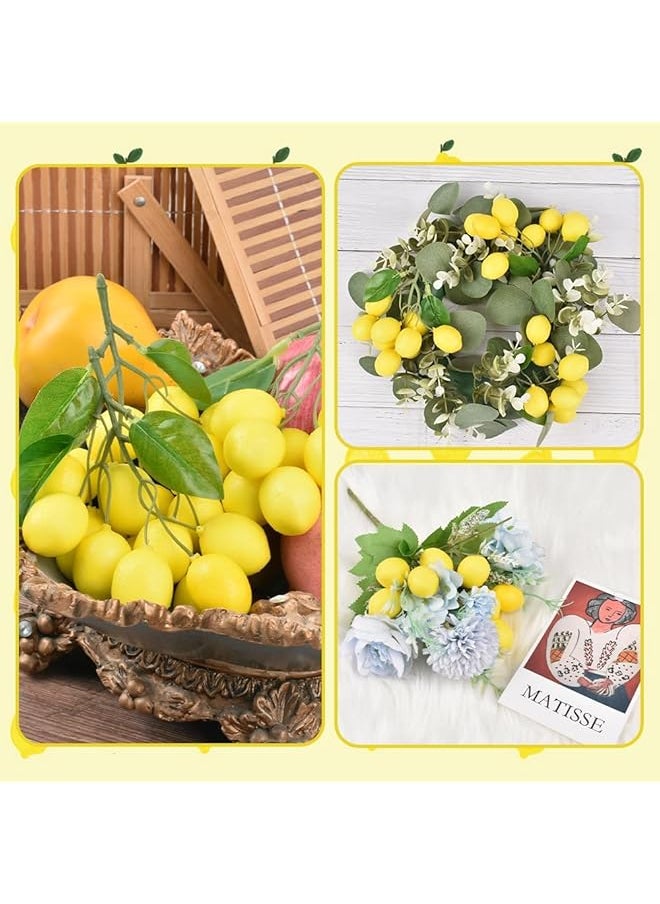 erorex Lifelike Artificial Lemon Fruit Branches 3Pcs Lifelike Simulation Fruit For Vase And Home Party Decoration Realistic Fake Lemon Stems For Indoor Decor  - Image 5