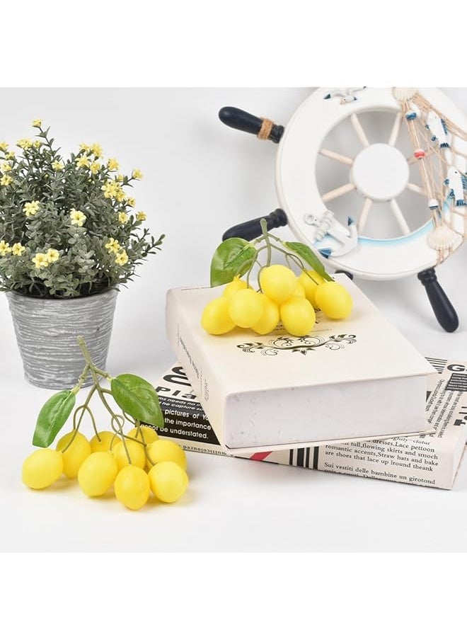erorex Lifelike Artificial Lemon Fruit Branches 3Pcs Lifelike Simulation Fruit For Vase And Home Party Decoration Realistic Fake Lemon Stems For Indoor Decor  - Image 3