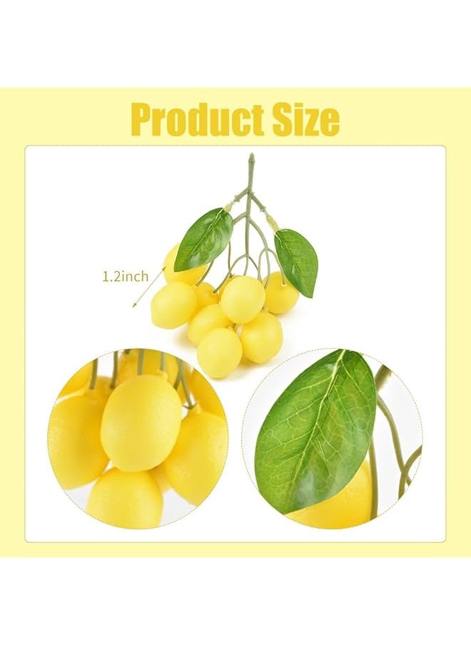 Lifelike Artificial Lemon Fruit Branches 3Pcs Lifelike Simulation Fruit For Vase And Home Party Decoration Realistic Fake Lemon Stems For Indoor Decor