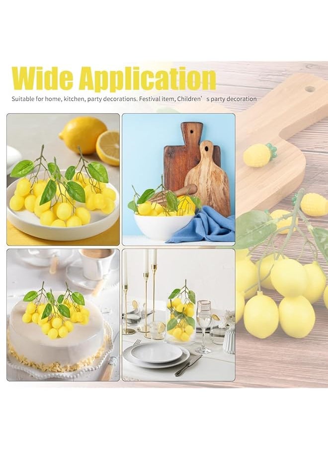 erorex Lifelike Artificial Lemon Fruit Branches 3Pcs Lifelike Simulation Fruit For Vase And Home Party Decoration Realistic Fake Lemon Stems For Indoor Decor  - Image 4
