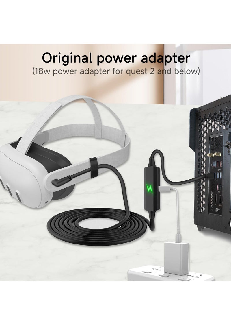 Generic - كابل رابط متوافق مع ميتا كويست 3، لزيادة وقت اللعب، كابل شحن USB A إلى USB C بطول 16 قدم متوافق مع Oculus Quest 2 / جهاز Pico VR واتصال الكمبيوتر - Image 1