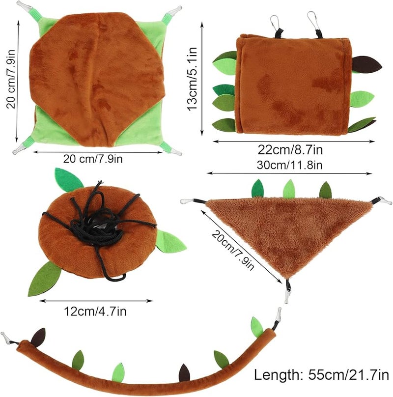 5pcs Small Animal Hammock Set With Plush Hideout Tunnel Swing For Hamster Chinchilla - Image 5
