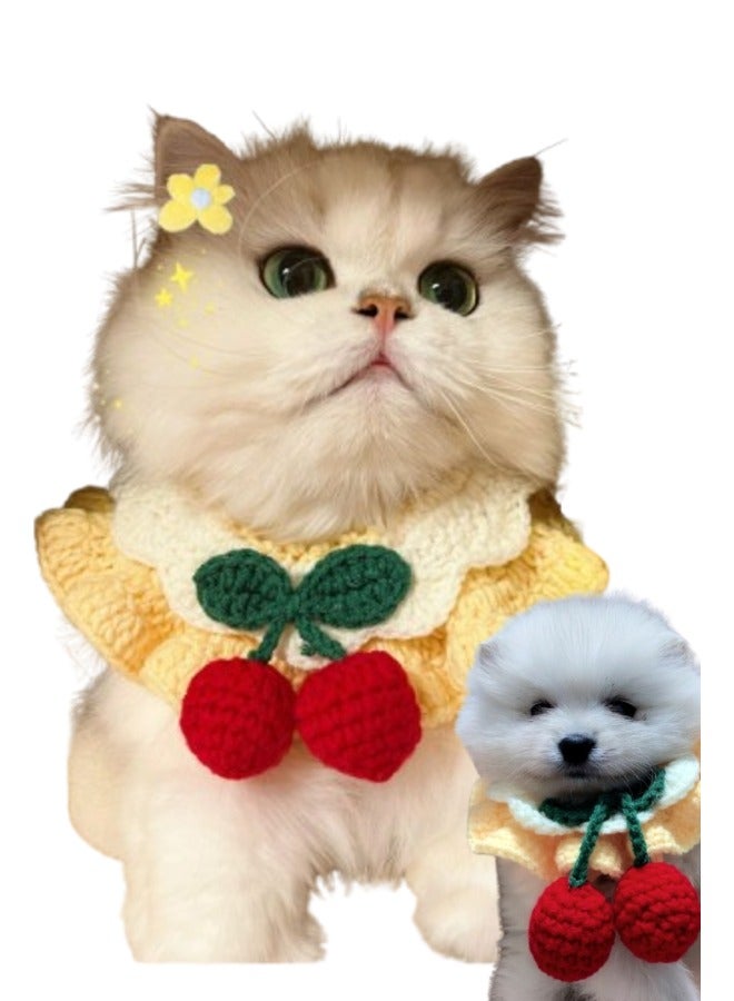 A.M Cute Cat Bow Collar Breakaway Floral Aesthetic Cats Bowtie Collar Knitted for Indoor Cats Kitten and Small Dogs Puppies - Image 1