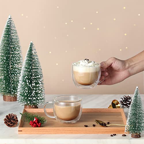 CNGLASS Double Wall Glass Cappuccino Mugs 8.1oz,Clear Insulated Glass Coffee Mug with Handle for Espresso,Latte,Tea,Set of 2 - Image 4