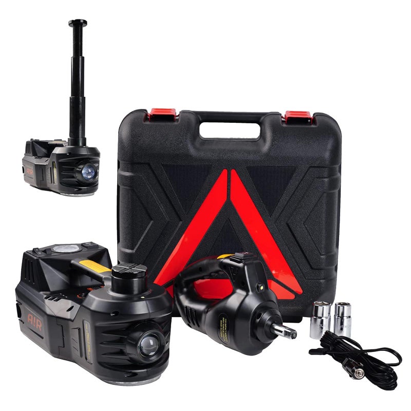 ROGTZ Electric Hydraulic Car Jack Kit 5 Ton 12V Portable Lift Range 17.7 Inch with Impact Wrench and Tire Inflator Pump for SUV Sedan Truck Car Repair Floor Jack for Vehicle Tire Change with LED Light - Image 1