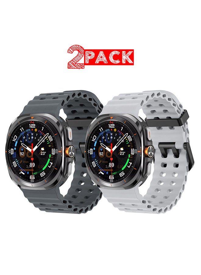 CATANES - (for Samsung Galaxy Watch 7 Ultra) 2 Pack Silicone Band Soft Ocean Silicone Sport Strap Replacement Accessory - Image 1