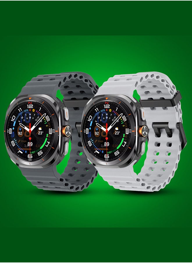 CATANES - (for Samsung Galaxy Watch 7 Ultra) 2 Pack Silicone Band Soft Ocean Silicone Sport Strap Replacement Accessory - Image 1