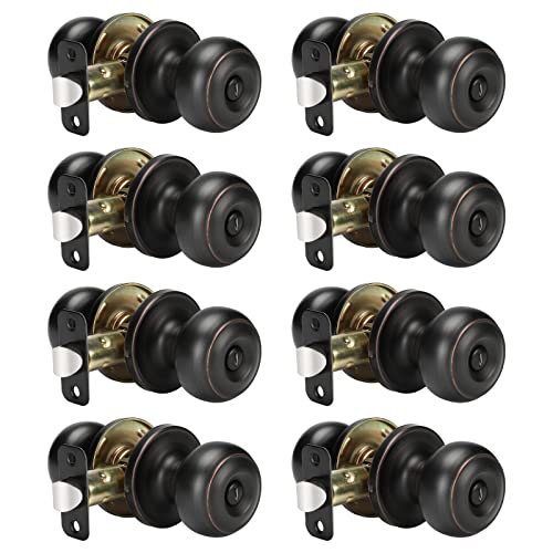 Haidms 8 Pack Oil Rubbed Bronze Door Knobs Interior, Bronze Privacy Interior Door Knobs for Bedroom or Bathroom Classic Round Doorknobs Hardware - Image 1