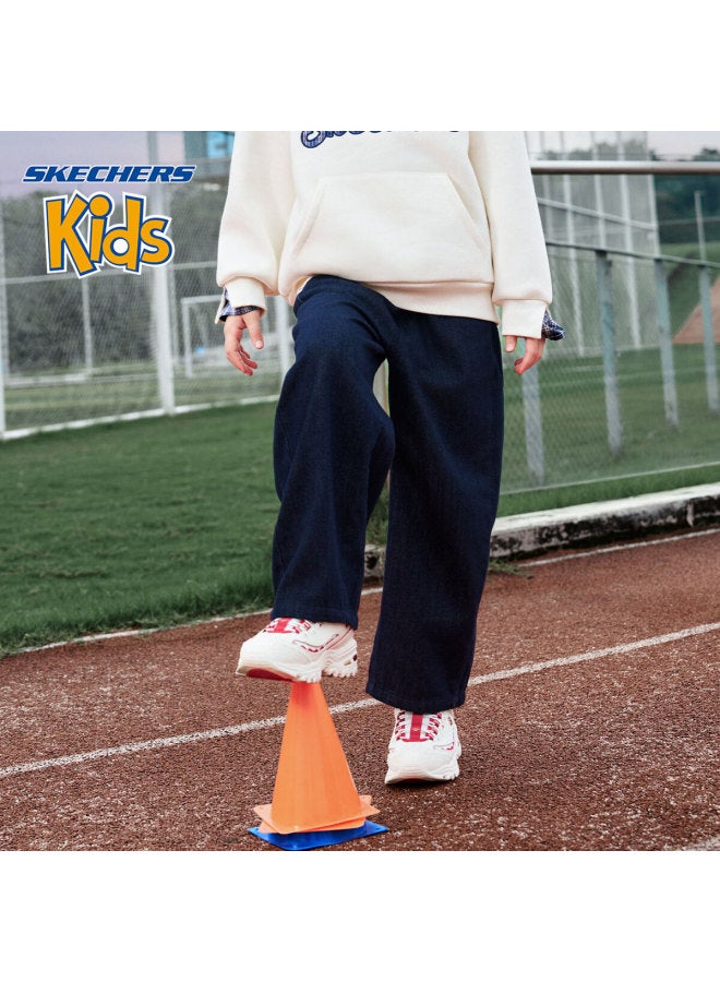 Skechers Girls' Kids Pants Winter Casual Versatile Denim Jeans Dark Blue Black 130 - Image 2
