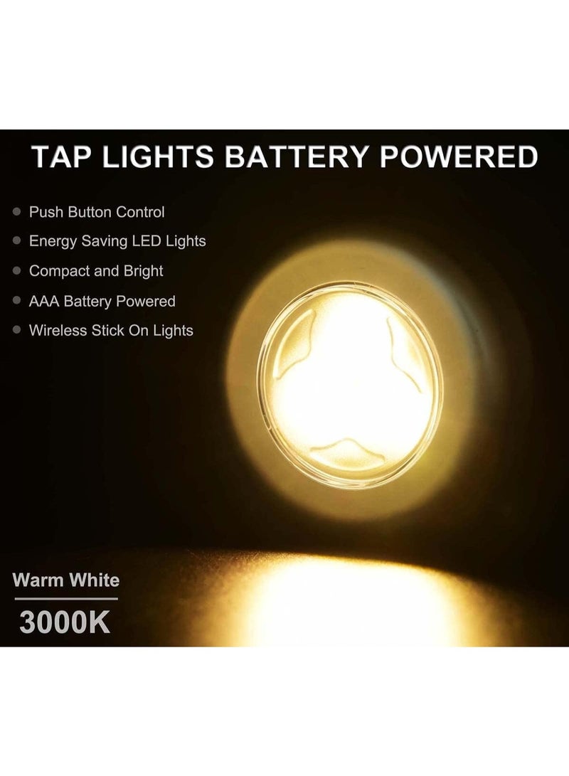 BABONA Mini Puck Light,6 Pack Cordless Under Cabinet Lights Battery Powered Tap Push Light,LED Puck Light Warm Lightings Stick On Lights for Closet Counter Kitchen Cabinet Light - Image 4