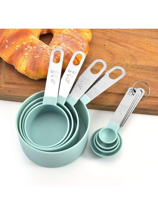 Measuring Cups and Spoons Set of 8, Stainless Steel Handles Stackable Precision Large Spoon for Measuring Dry and Liquid Ingredients, Plastic Head Teaspoon (Green) - Image 4
