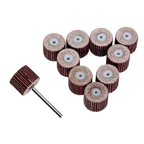 Diy Crafts Grit Flap Wheel Sander Disc Mandrel for Dremel, Pack of 10, With 1 Mandrel (Multicolor) - Image 1