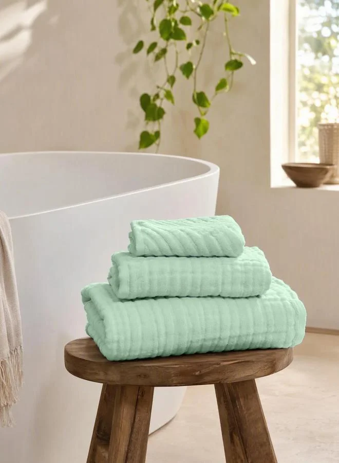 Styli Pack of 3 - Solid Towels, Green - 34x34cm, 25x50cm, 70x140cm
