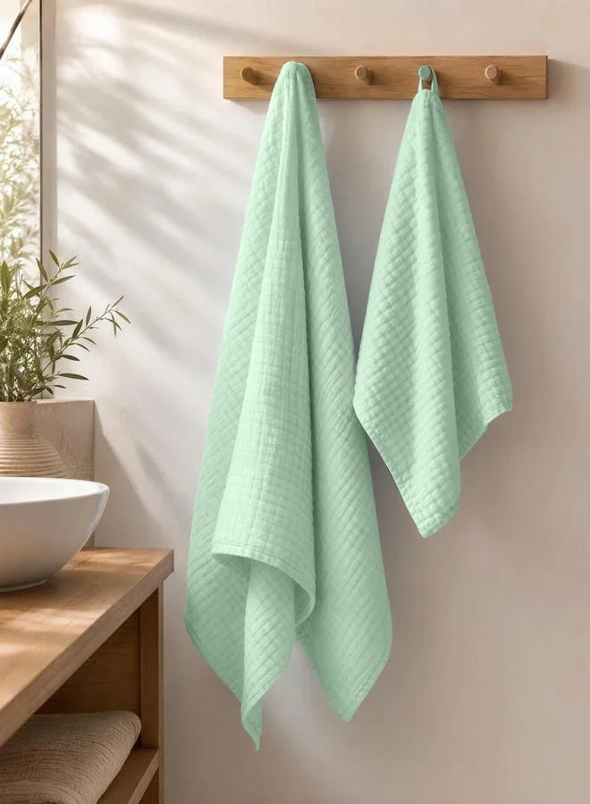 Styli Pack of 3 - Solid Towels, Green - 34x34cm, 25x50cm, 70x140cm